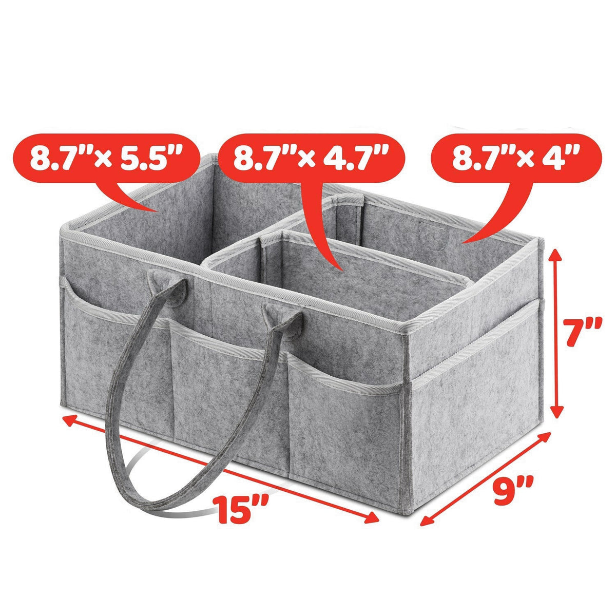 Organisateur de rangement portable pour couches de bébé, pour table à langer et voiture, bacs de rangement essentiels pour chambre de bébé 38*23*18cm