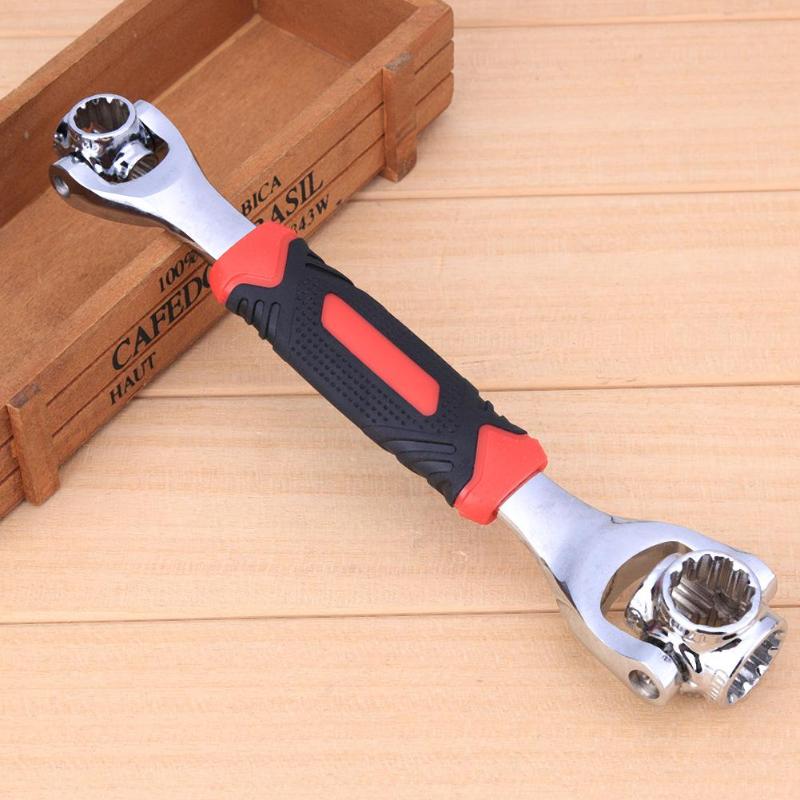Tiger Wrench 48 in 1 Tools Socket Works with Spline Bolts Torx 360 Degree 6-Point Universial Furniture Car Repair 25cm only red