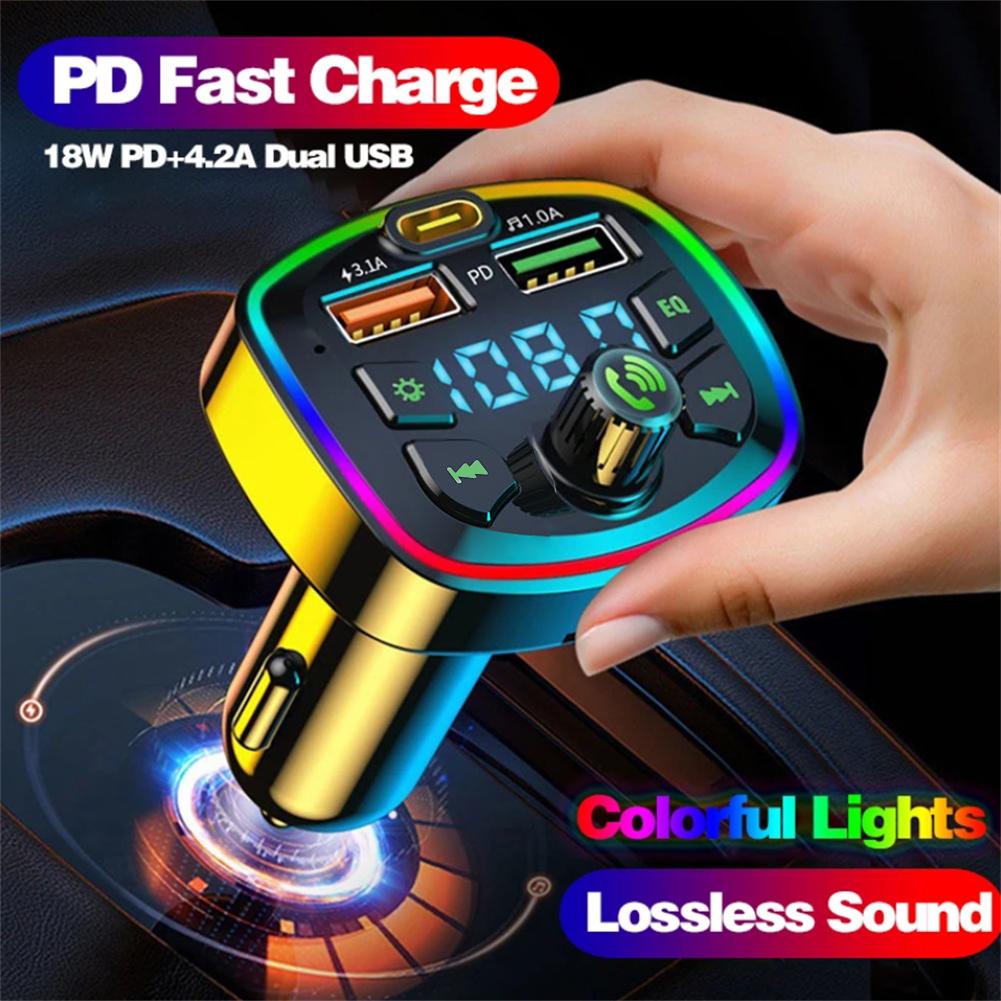 Car Bluetooth Mp3 Player Hands Free Call Voice Broadcast Pd Fast Charging Usb Flash Drive