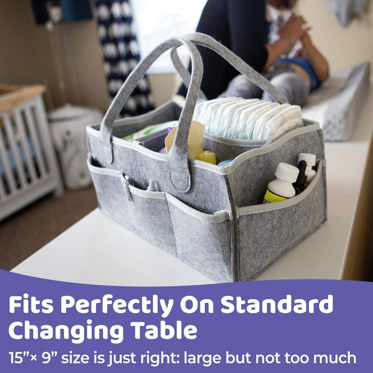 Organisateur de rangement portable pour couches de bébé, pour table à langer et voiture, bacs de rangement essentiels pour chambre de bébé 38*23*18cm