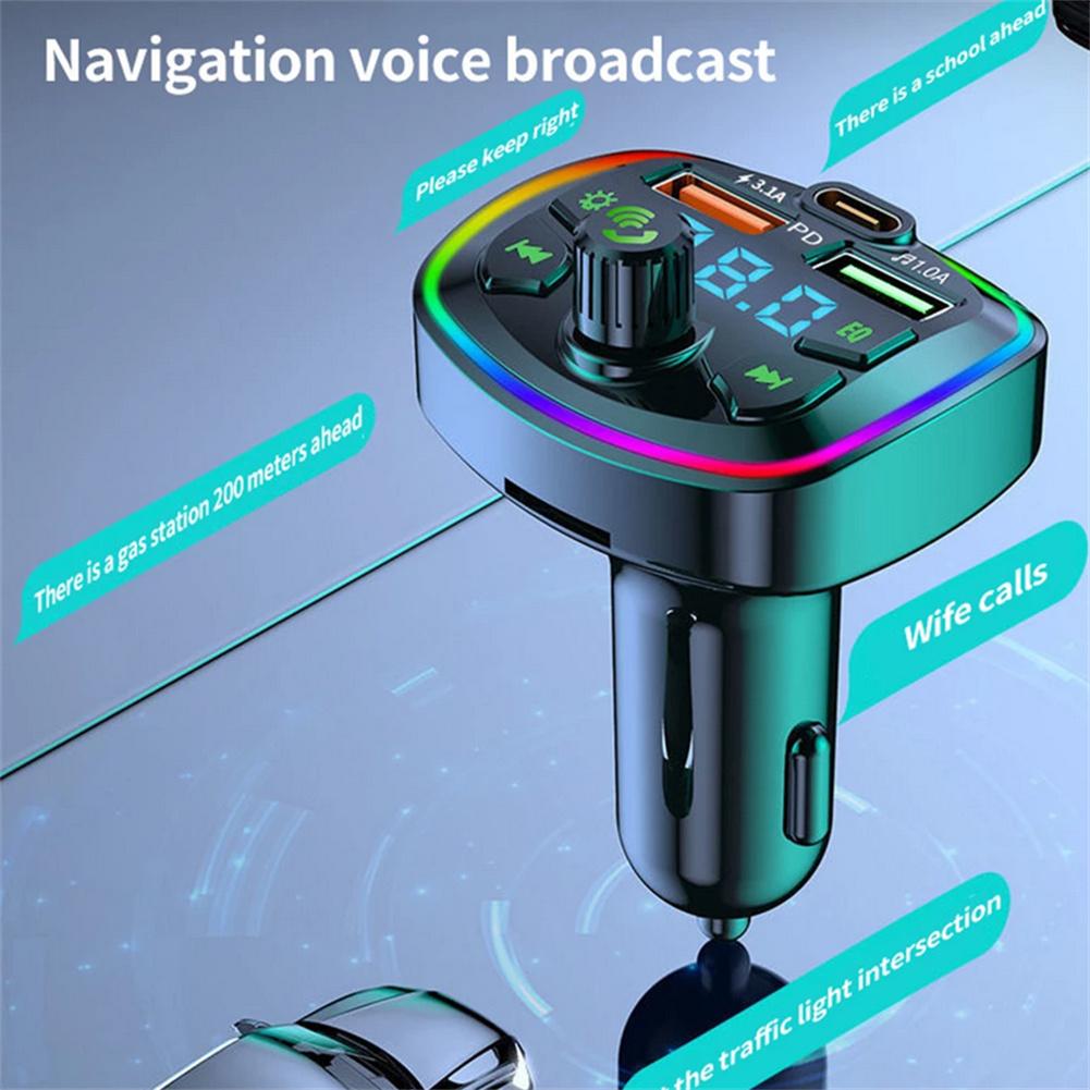 Car Bluetooth Mp3 Player Hands Free Call Voice Broadcast Pd Fast Charging Usb Flash Drive