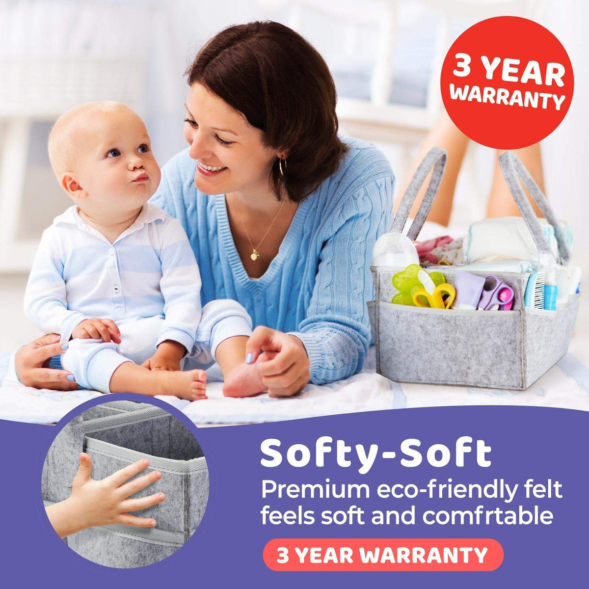 Organisateur de rangement portable pour couches de bébé, pour table à langer et voiture, bacs de rangement essentiels pour chambre de bébé 38*23*18cm