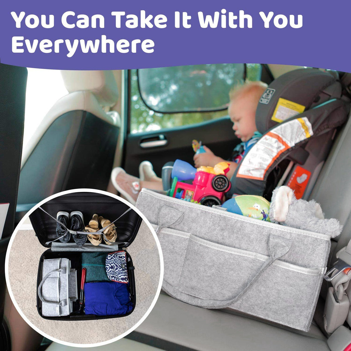 Organisateur de rangement portable pour couches de bébé, pour table à langer et voiture, bacs de rangement essentiels pour chambre de bébé 38*23*18cm